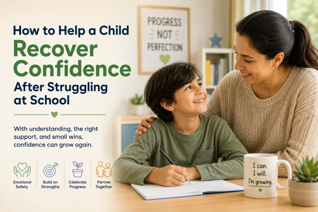 how to help a child recover confidence after struggling at school